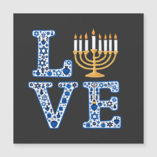 Carte Magnétique Aimez Hanukkah Fête juive Menorah