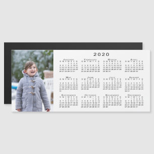 Carte Magnétique Ajouter votre calendrier Photo 2020 en blanc