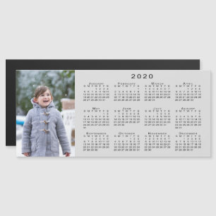 Carte Magnétique Ajouter votre calendrier photo 2020 sur Grey