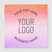 Carte Magnétique Ajouter votre logo | Couleurs dégradées du coucher (Devant)