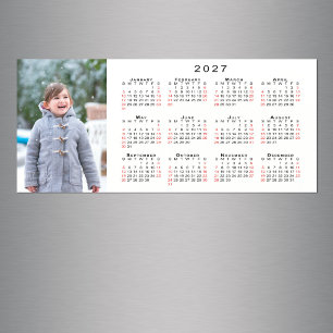 Carte Magnétique Ajoutez votre photo Calendrier 2027 Aimant Blanc