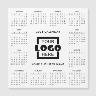 Carte Magnétique Ajoutez votre propre logo d'entreprise Calendrier
