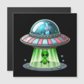 Carte Magnétique Alien enlevant une vache (Devant / Derrière)