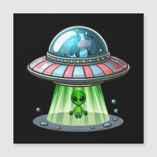 Carte Magnétique Alien enlevant une vache (Devant)