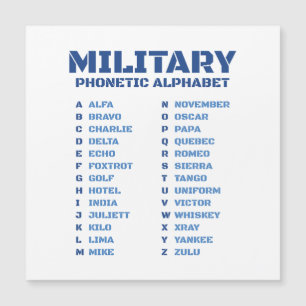 Carte Magnétique Alphabet phonétique militaire de l'OACI Alfa Bravo