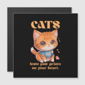 Carte Magnétique amour de chat mignon (Devant / Derrière)