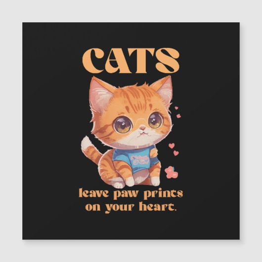 Carte Magnétique amour de chat mignon (Devant)