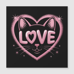 Carte Magnétique Amour de chat scintillant