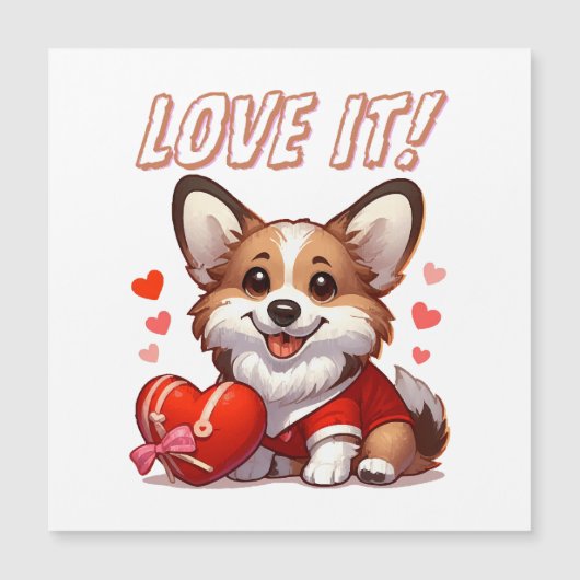 Carte Magnétique Amour de Corgi Mignon (Devant)