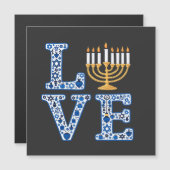 Carte Magnétique Amour Hanukkah Fête juive Menorah  (Devant / Derrière)