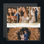 Carte Magnétique amour & merci or 4 photos collage mariage aimant<br><div class="desc">élégant amour & merci or calligraphie quatre photos collage mariage aimant</div>