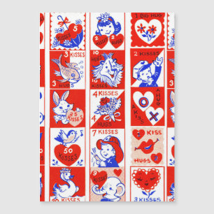 Carte Magnétique Amour Rétro de la Saint-Valentin Câlins Motif Mign