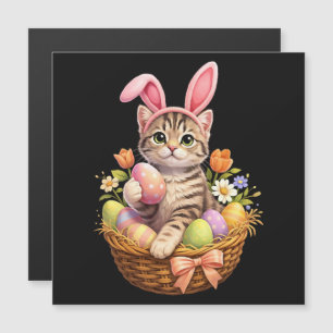 Carte Magnétique Amoureux de chatons mignons Joyeuses Pâques Chat