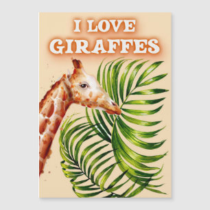 Carte Magnétique Amoureux de girafe J'adore les girafes