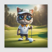 Carte Magnétique Amusant Animé Cat Golf Player, (Devant)