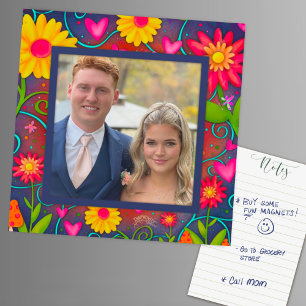 Carte Magnétique Amusant Personnalisé Famille Coeurs photo Colorful