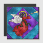 Carte Magnétique Ange de Noël en verre tendu (Devant / Derrière)