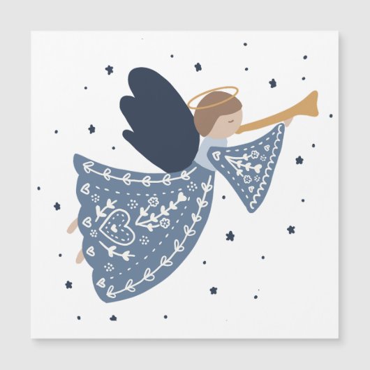 Carte Magnétique Ange de Noël Paix sur Terre Fête divine (Devant)