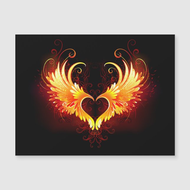 Carte Magnétique Angel Fire Heart with Wings (Devant)