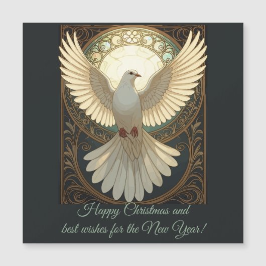 Carte Magnétique Angelic Dove Vintage Art Nouveau Vector (Devant)