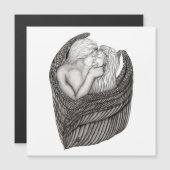 Carte Magnétique Angels Kissing, noir et blanc Design (Devant / Derrière)
