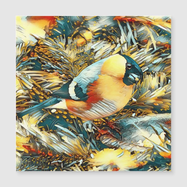 Carte Magnétique AnimalArt_Bird_006_Bullfinch (Devant)