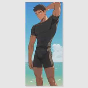Carte Magnétique Anime Boy sur la plage