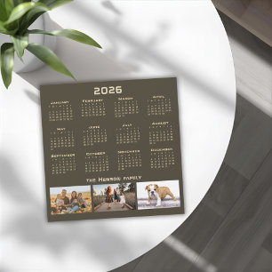 Carte Magnétique Année 2026 Calendrier 3 Collage photo familiale