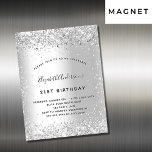 Carte Magnétique Anniversaire argent parties scintillant luxe invit<br><div class="desc">Pour une élégante fête d'anniversaire de 21e (ou tout âge). Un arrière - plan faux argenté. Décoré de faux parties scintillant. Personnalisez et ajoutez un nom et des détails du parti. Le nom est écrit avec un script de style manuscrit</div>