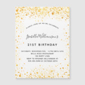 Carte Magnétique Anniversaire blanc or parties scintillant invitati (Devant)