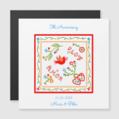 Carte Magnétique Anniversaire du mariage de mouchoirs portugais (Devant / Derrière)