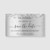 Carte Magnétique Anniversaire fête argent parties scintillant enreg (Devant)