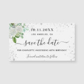 Carte Magnétique Anniversaire fête floral blanc enregistrer la date (Devant)