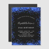 Carte Magnétique Anniversaire noir bleu d'invitation aimant (Devant / Derrière)