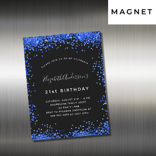 Carte Magnétique Anniversaire noir bleu d'invitation aimant