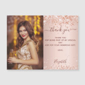 Carte Magnétique Anniversaire rose or blush photo merci aimant (Devant)