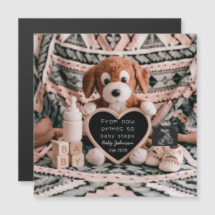 Carte Magnétique Annonce de grossesse avec une peluche de chiot ado