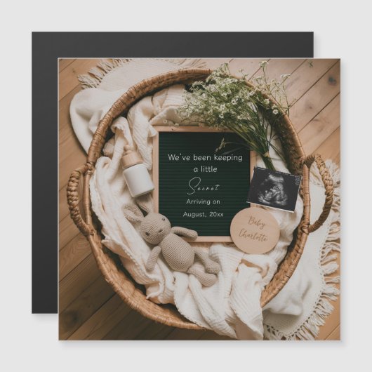 Carte Magnétique Annonce de grossesse Bohème Neutre à l'échographie (Devant / Derrière)