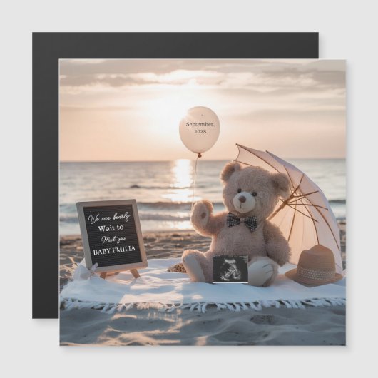 Carte Magnétique Annonce de grossesse minimale Cadeau de bébé simpl (Devant / Derrière)