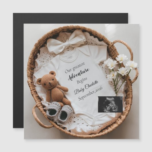 Carte Magnétique Annonce de grossesse neutre et coquette (Devant / Derrière)