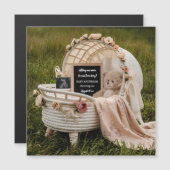 Carte Magnétique Annonce de grossesse révélation bébé neutre rustiq (Devant / Derrière)