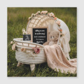 Carte Magnétique Annonce de grossesse révélation bébé neutre rustiq (Devant)