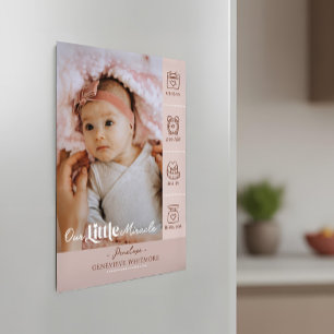 Carte Magnétique Annonce de naissance photo Little Miracle Birth St