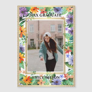 Carte Magnétique Annonce de remise de diplôme photo florale de la p