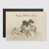Carte Magnétique Antique Sepia Portrait de mère et d'enfants (Devant / Derrière)