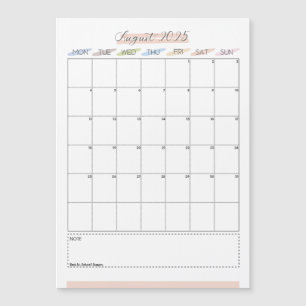 Carte Magnétique Août 2025 Calendrier magnétique