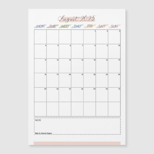 Carte Magnétique Août 2025 Calendrier magnétique (Devant)