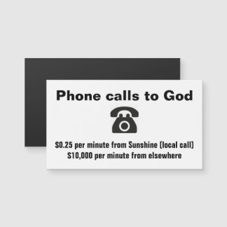 Carte Magnétique Appels téléphoniques à Dieu de Sunshine NC