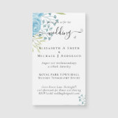 Carte Magnétique Aqua Blue Floral Mariage (Devant)