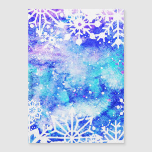 Carte Magnétique Aquarelle bleue de flocon de neige